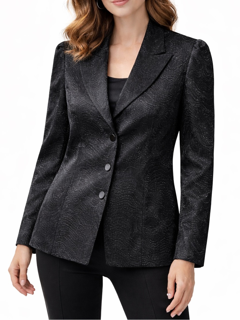 Vintage Bianca Nygard Elegant Textured Black Blazer